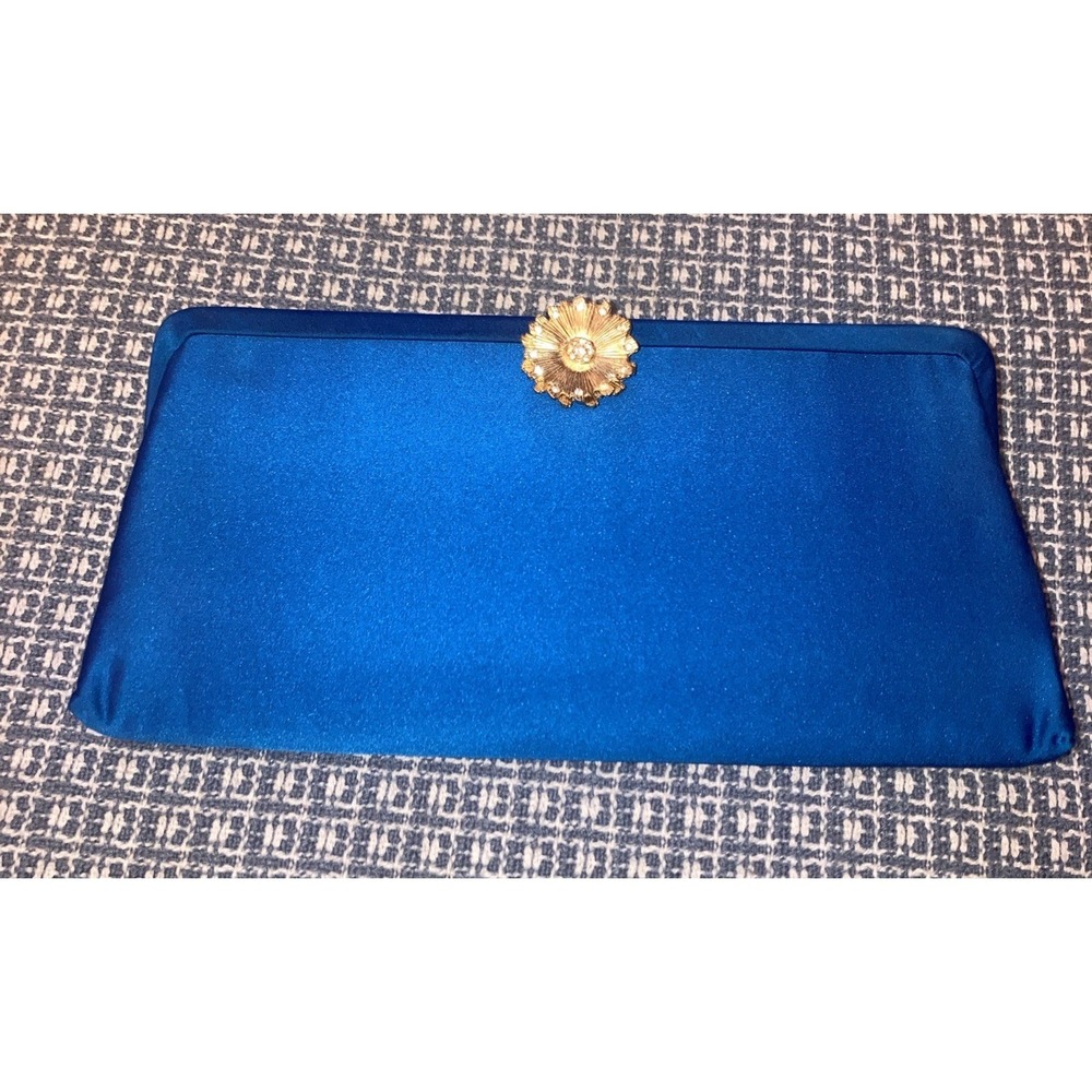 Vintage Julius Resnick JR USA Satin Clutch Purse Gold Clasp W/ Change Purse 50s